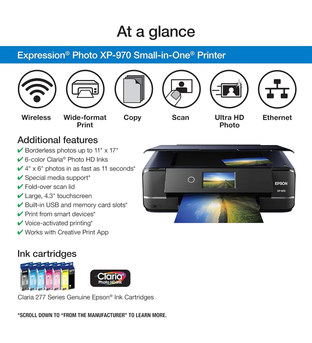 Epson Expression Photo Wireless Color Photo Printer with Scanner and Copier, Black - Image 3